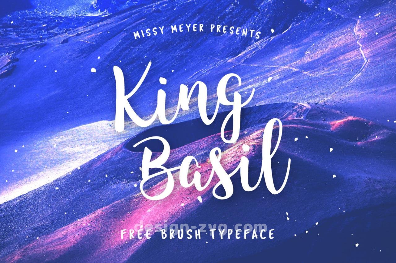 一款时尚飘逸手写英文字体King Basil – 字体笔刷英文字体免费下载