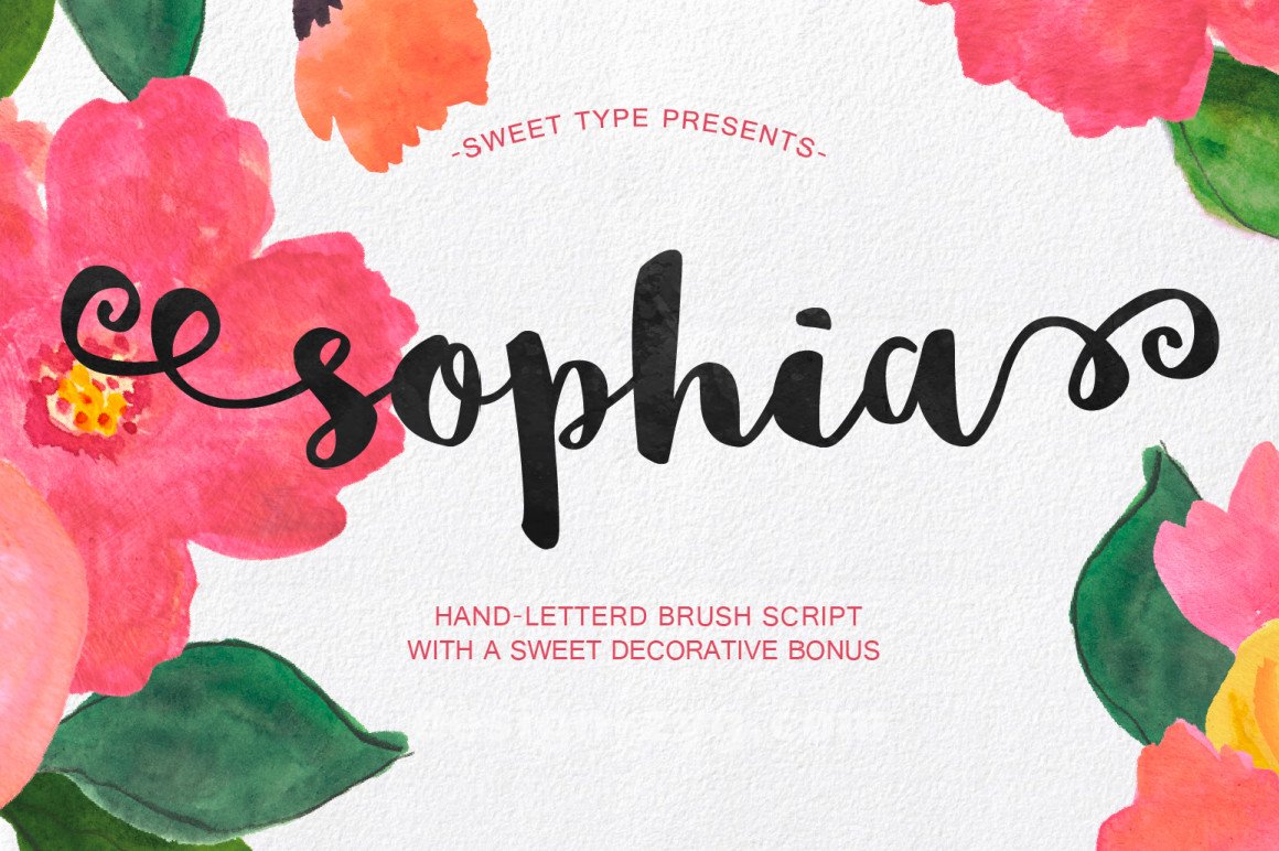手写英文字体Sophia – Free Handlettered Brush Script FontFREE英文字体免费下载