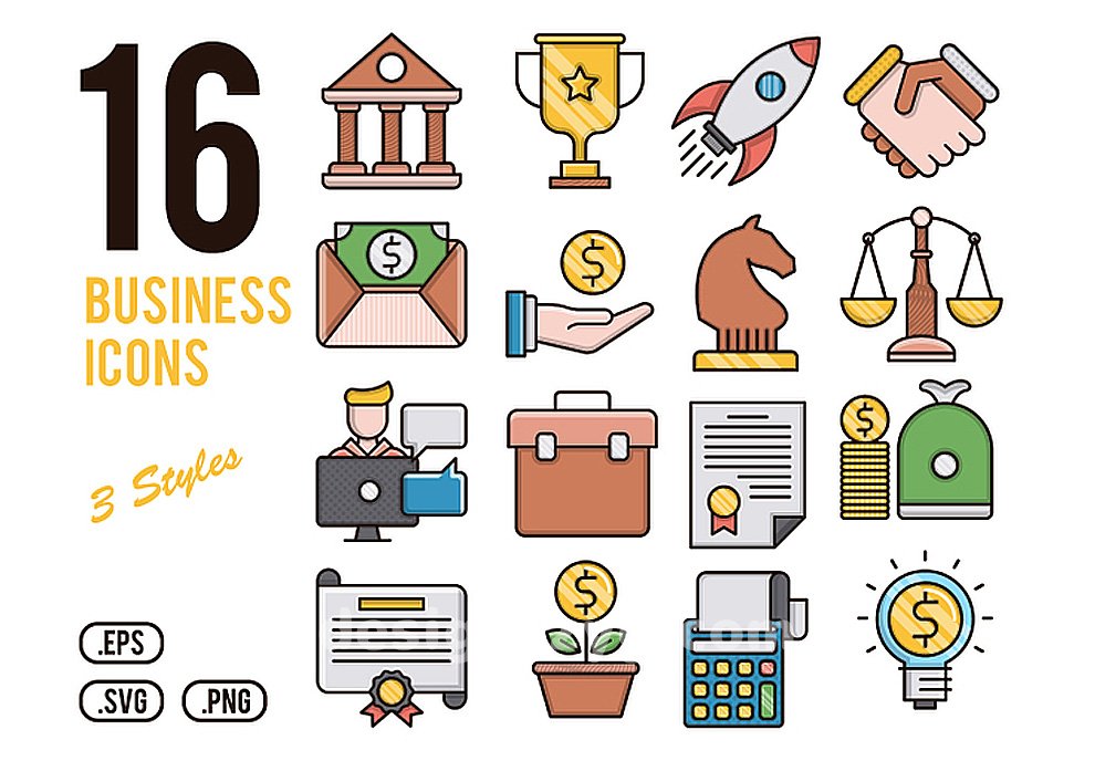 16个金融商务洽谈商业合作矢量图标集Business Icons