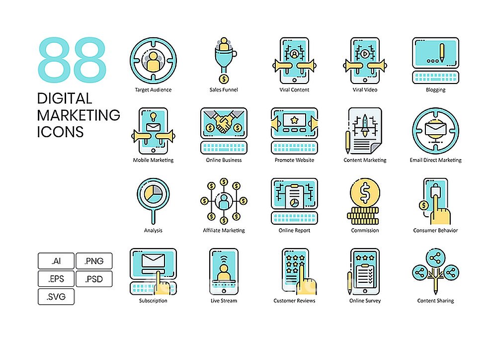 Digital Marketing Icons 88个数字商务推广营销彩色矢量图标集