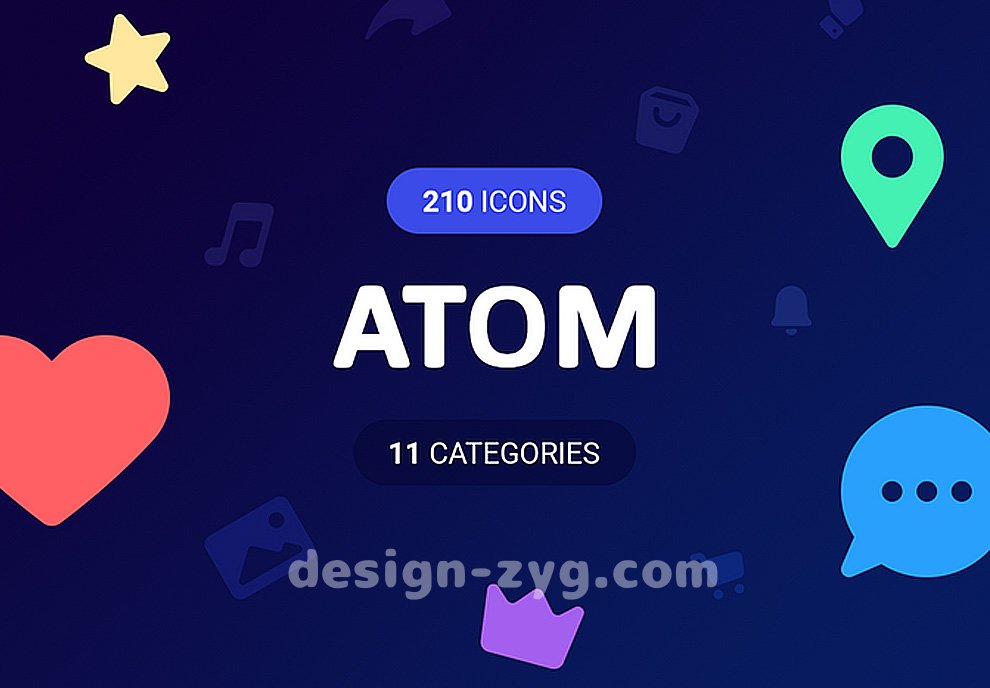 移动手机app界面ui扁平化矢量图标集ATOM Icons