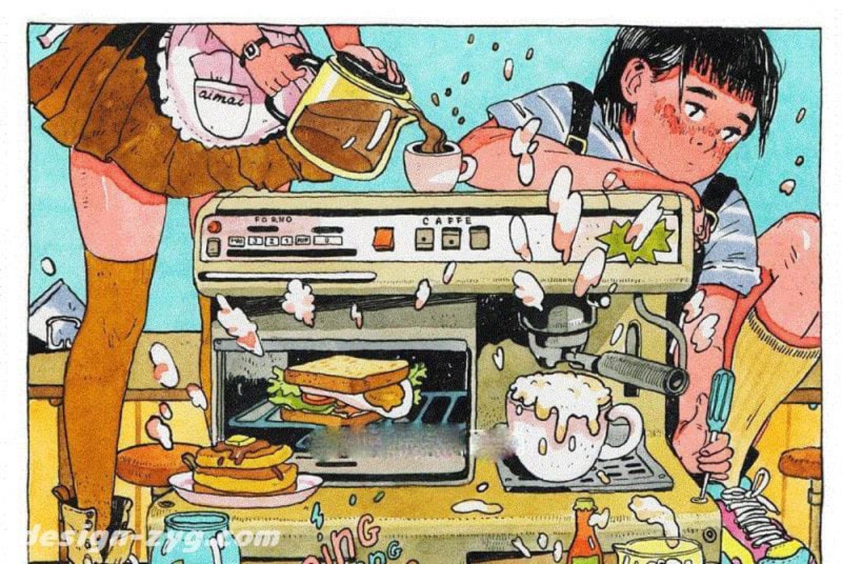 马克笔涂鸦插画参考可爱人物设计临摹欧美风插图草稿线稿漫画【T111】
