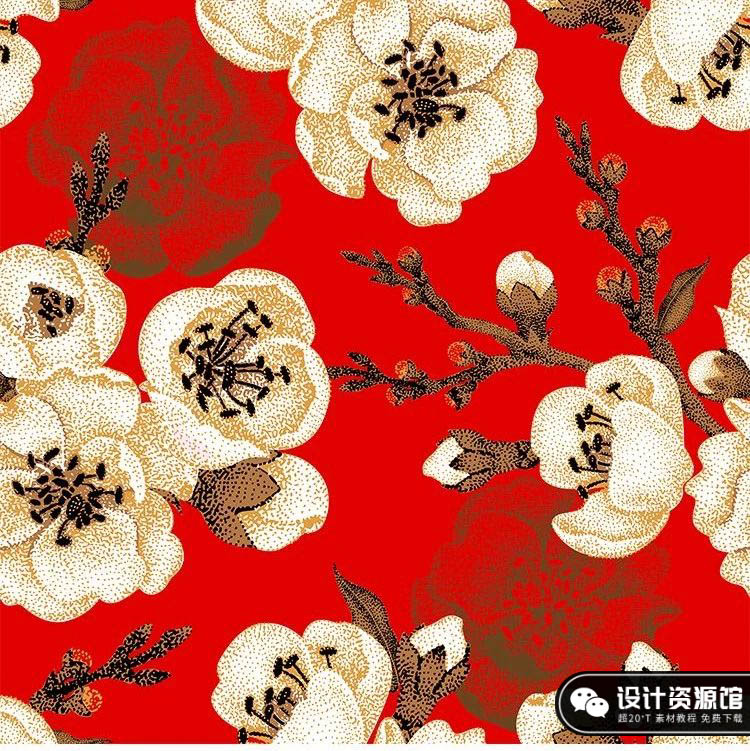 中国风奢侈品复古花卉矢量背景素材，可无限放大【567期】